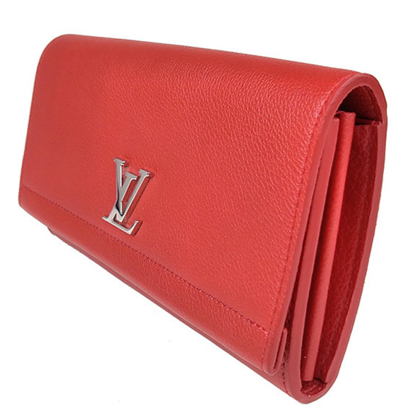 Louis Vuitton Portefeuille Lock Me 2 Calf Leather Ruby Wallet Long - Picture 2 of 6